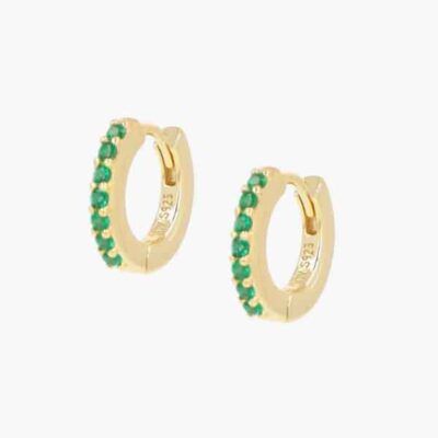 Pendientes Tennis Color dorados con circonitas verdes de AMEN