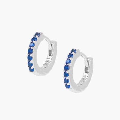 Pendientes Tennis Color de plata con circonitas azul klein AMEN