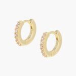 Pendientes Tennis Soft dorados con circonitas champán de AMEN TÍTULO