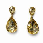 Pendientes lágrima cristal champán facetado con montura dorada