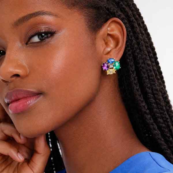 pendientes multicolor plata oro Itrio Luxenter en modelo