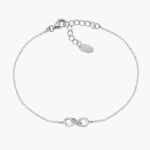 Pulsera INFINITA infinito de plata con circonitas blancas y acabado en rodio