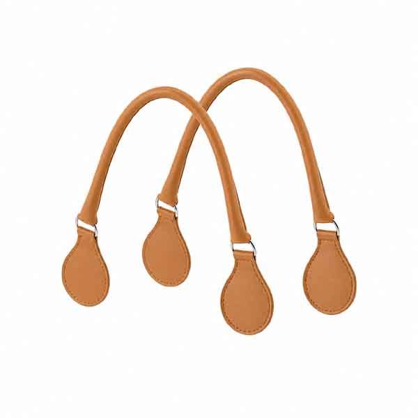 Asas cortas O bag ecopiel tubulares color cuero