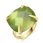 Anillo Timbur Verde de Luxenter con piedra ojo de gato verde y acabado en oro amarillo