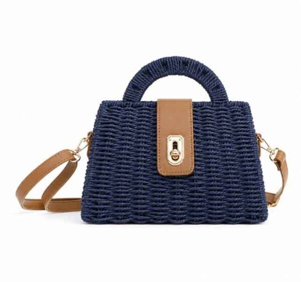Bolso Amalfi Marino azul marino Bolso Amalfi Marino de rafia azul marino con asa de mano y bandolera