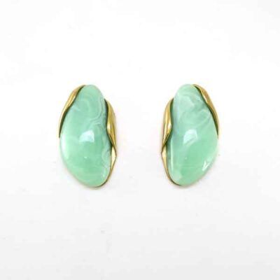 Pendientes Valentina verde agua de acero y resina