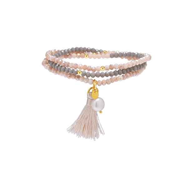 Pulsera Nydin Oro Rosa y Gris Pulsera Nydin de Luxenter con cristales rosa y gris y acabado en oro amarillo 18k