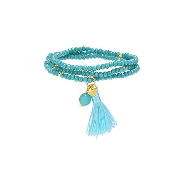 Pulsera Nydin turquesa de Luxenter con cristales facetados y borla decorativa