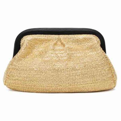 Clutch Riviera Dorado elegante con cadena dorada para invitada