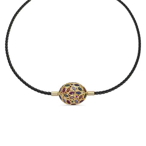 Collar Milkio Luxenter Collar Milkio de Luxenter con circonitas multicolor y cordón negro