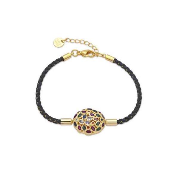 Pulsera Milkio Luxenter Pulsera Milkio de Luxenter con circonitas multicolor y cordón negro