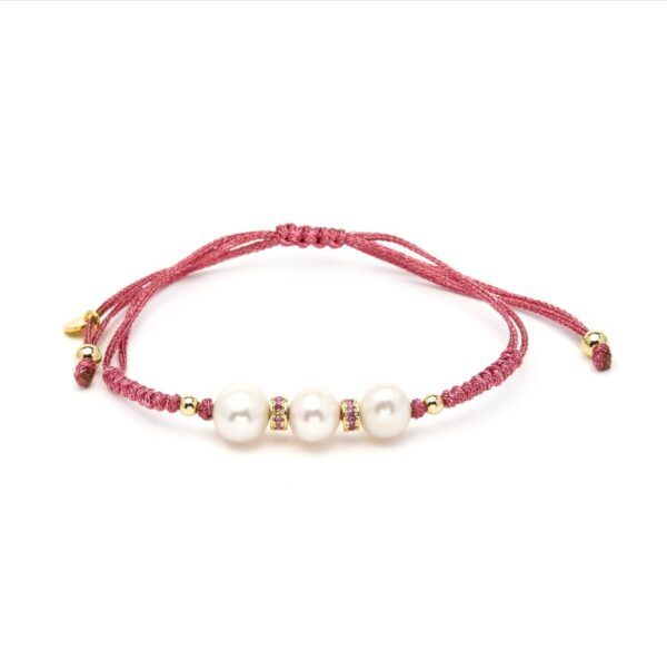 Pulsera Melmay Perla Rosa Luxenter Pulsera Melmay de Luxenter con perlas blancas y cordón rosa
